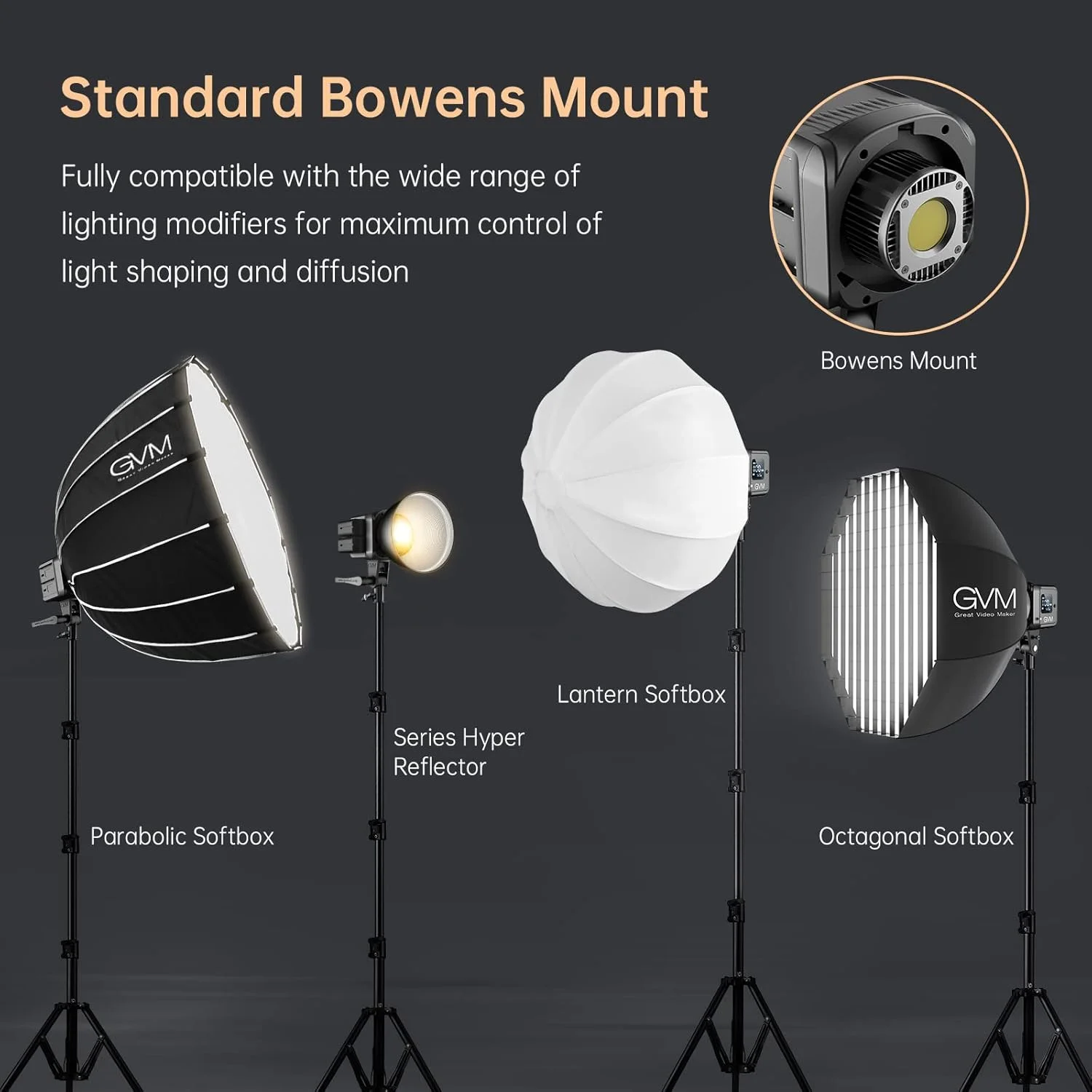 نور GVM مدل Great Video Maker - کیت نورپردازی سافت باکس 80 وات دو رنگ با مانت بوئنز، 2700K~7500K، CRI 97+، 8 صحنه نورپردازی نور GVM مدل Great Video Maker - کیت نورپردازی سافت باکس 80 وات دو رنگ با مانت بوئنز، 2700K~7500K، CRI 97+، 8 صحنه نورپردازی