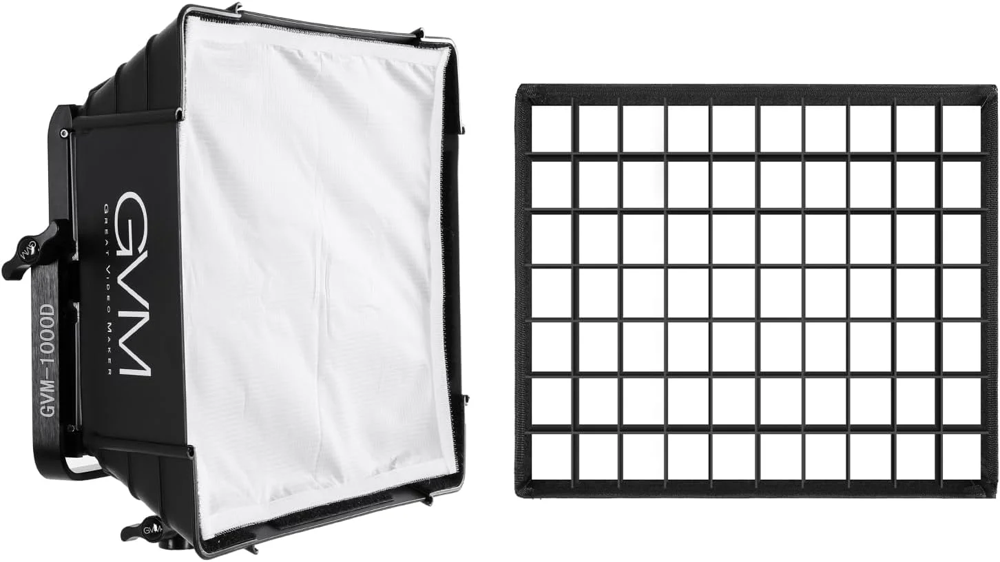 نرم باکس تاشو GVM Great Video Maker به همراه شبکه لانه زنبوری برای نورهای سری RGB 680RS و 880RS، مشکی، پارچه، فلز، نرم باکس به همراه شبکه، 1 عدد