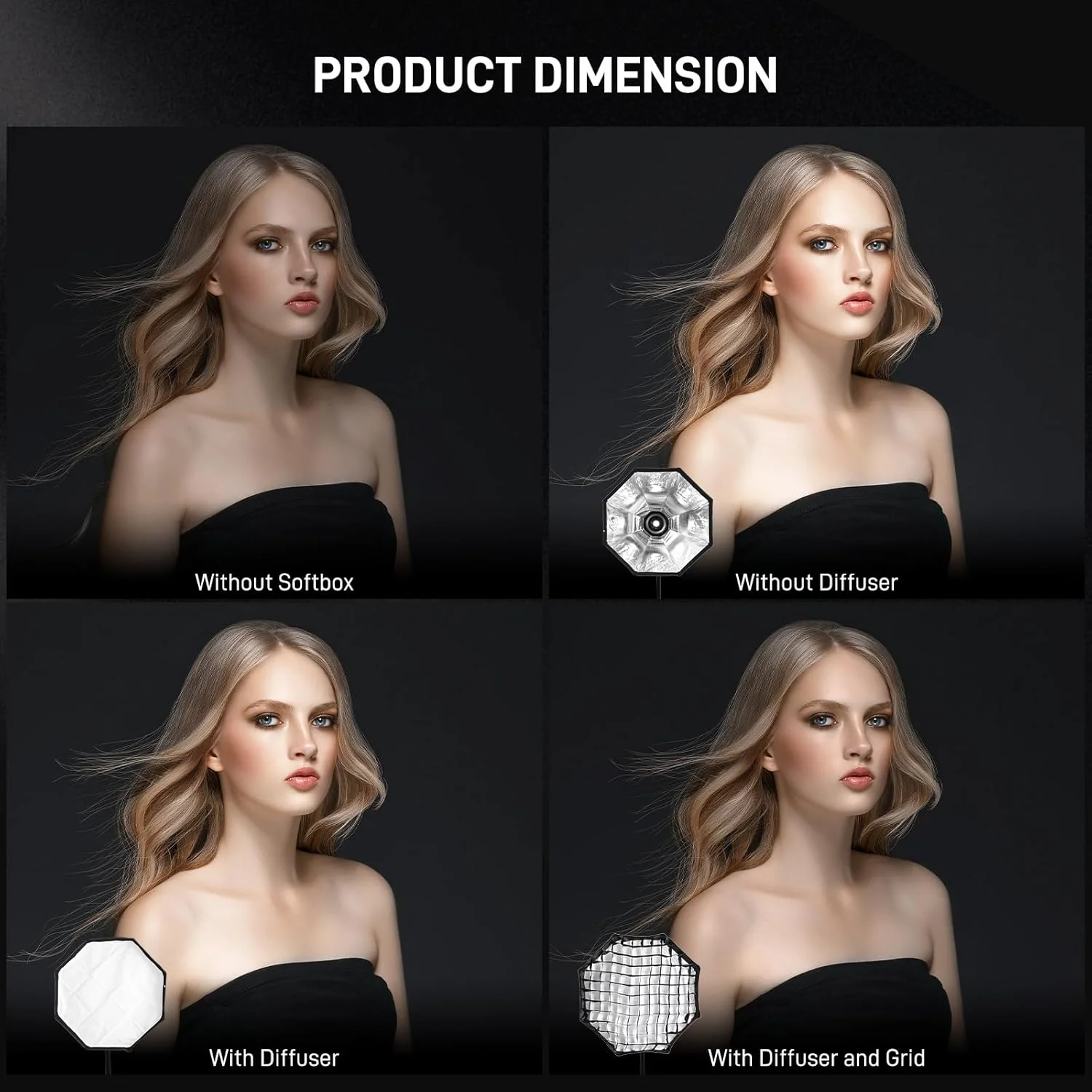 نرم باکس 65 سانتی متری GVM با مانت بوئنز، سافت باکس با قابلیت رهاسازی سریع و گرید لانه زنبوری سازگار با نورهای ویدئویی GVM P80S/ SD80D/G100W/PR150R/PRO-SD200B/PRO-SD300B و سایر برندها