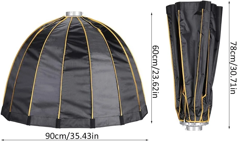 سافت باکس تاشو حرفه ای فلاش عکاسی GOWENIC در ابعاد 120/90/70 سانتی متر، لوازم جانبی عکس برتر با گرید، کیف حمل، سازگاری گسترده برای نور پایه Bowens و سایر لوازم جانبی دوربین