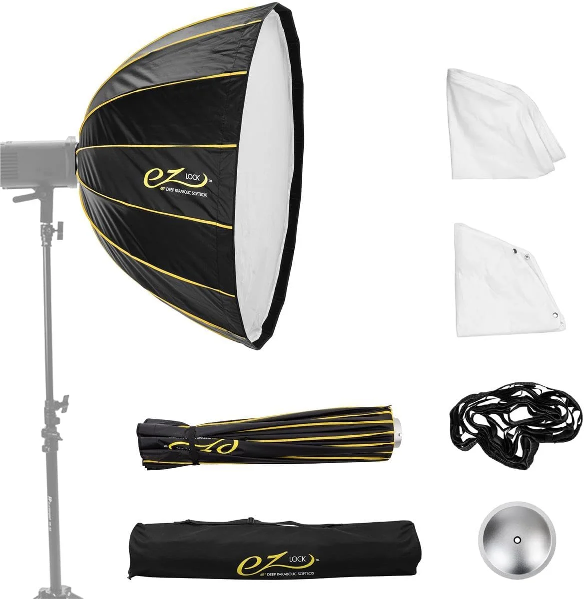 سافت باکس پارابولیک عمیق 48 اینچی Glow EZ Lock، سافت باکس پارابولیک 16 ضلعی که به سبک چتری باز و بسته می شود