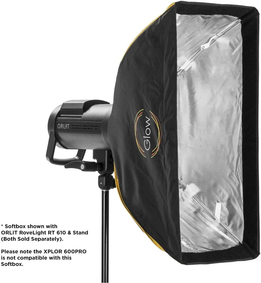 نرم باکس مستطیلی 25x60 سانتی متری Glow EZ Lock با مانت Bowens، دیفیوزر داخلی و خارجی، دیسک منحرف کننده و گرید، آداپتور اسپید رینگ برای نورپردازی سافت باکس