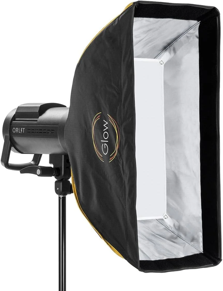 نرم باکس مستطیلی 25x60 سانتی متری Glow EZ Lock با مانت Bowens، دیفیوزر داخلی و خارجی، دیسک منحرف کننده و گرید، آداپتور اسپید رینگ برای نورپردازی سافت باکس