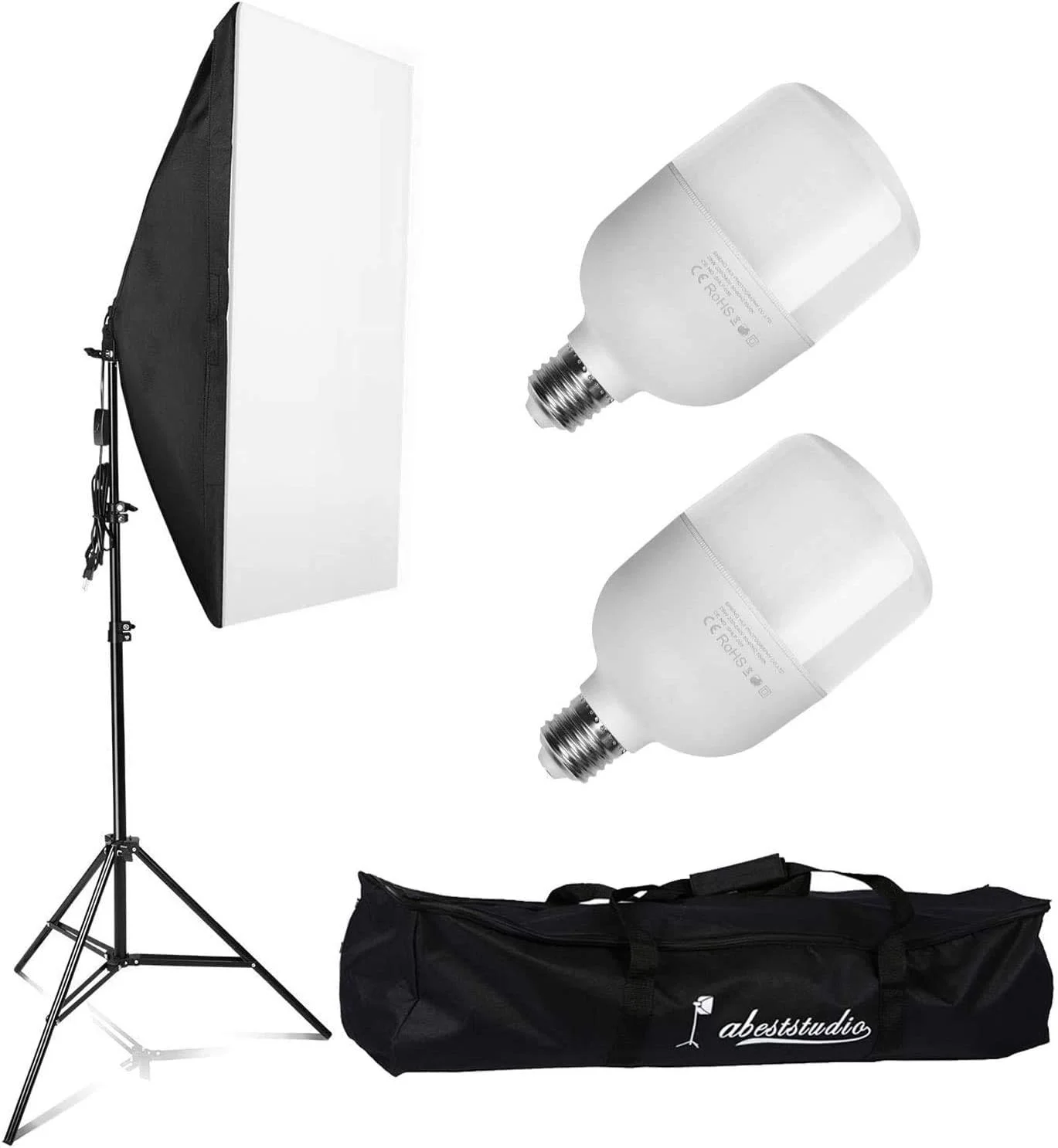 کیت نورپردازی سافت باکس استودیو عکاسی 2 عدد لامپ ال ای دی 25 واتی نور مداوم با کیف حمل تجهیزات عکاسی برای عکسبرداری، فیلمبرداری، پرتره lsmaa (سایز، یک کیت سافت باکس)، یک کیت سافت باکس