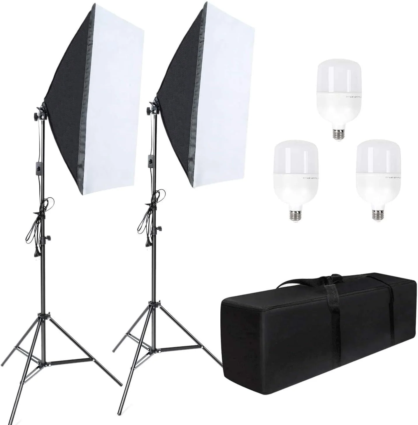 کیت نورپردازی سافت باکس 50x70 سانتی متر، نورهای استودیویی مداوم عکاسی 3x58W لامپ های LED 5500K برای پرتره، فیلمبرداری و تبلیغات، دوشاخه بریتانیایی lsmaa (رنگ، کیت سافت باکس LED 80W)، 58W L...