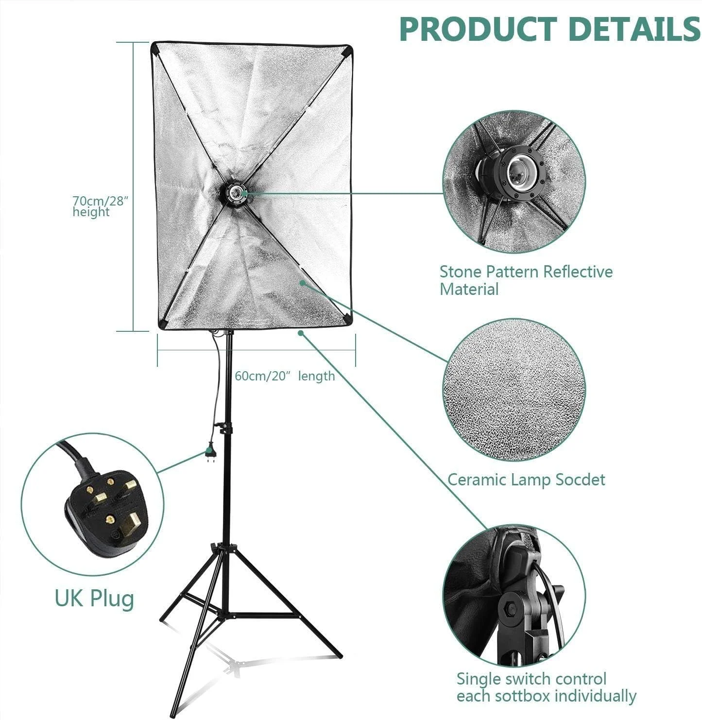 کیت نورپردازی سافت باکس استودیو عکاسی 2 عدد لامپ ال ای دی 25 واتی نور مداوم با کیف حمل تجهیزات عکاسی برای عکسبرداری، فیلمبرداری، پرتره lsmaa (سایز، یک کیت سافت باکس)، یک کیت سافت باکس