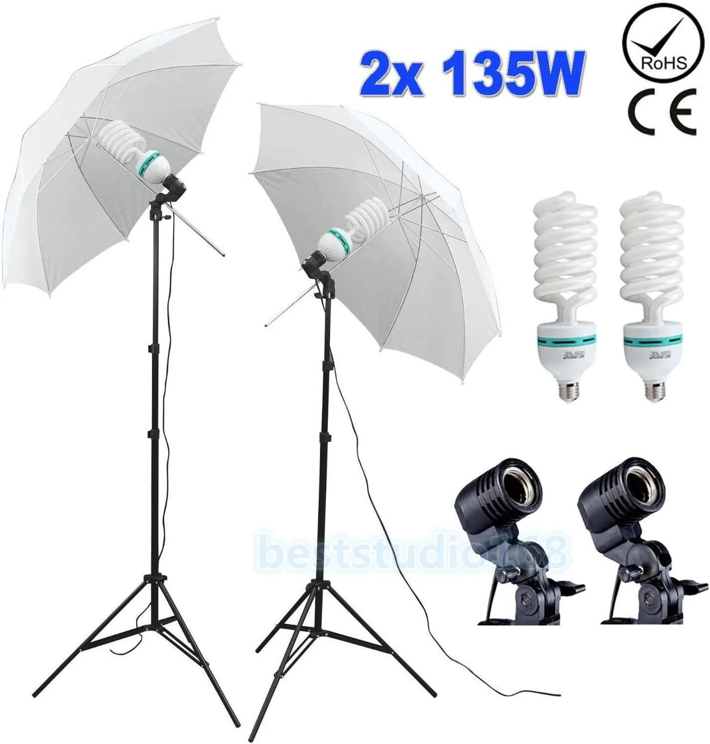 کیت نورپردازی سافت باکس استودیوی عکس 50x70 سانتی متر، نورپردازی سافت باکس عکاسی، کیت نورپردازی مداوم استودیو 5500K + پایه نور آلیاژ آلومینیوم کاملاً قابل تنظیم + لامپ استودیوی عکس 135W