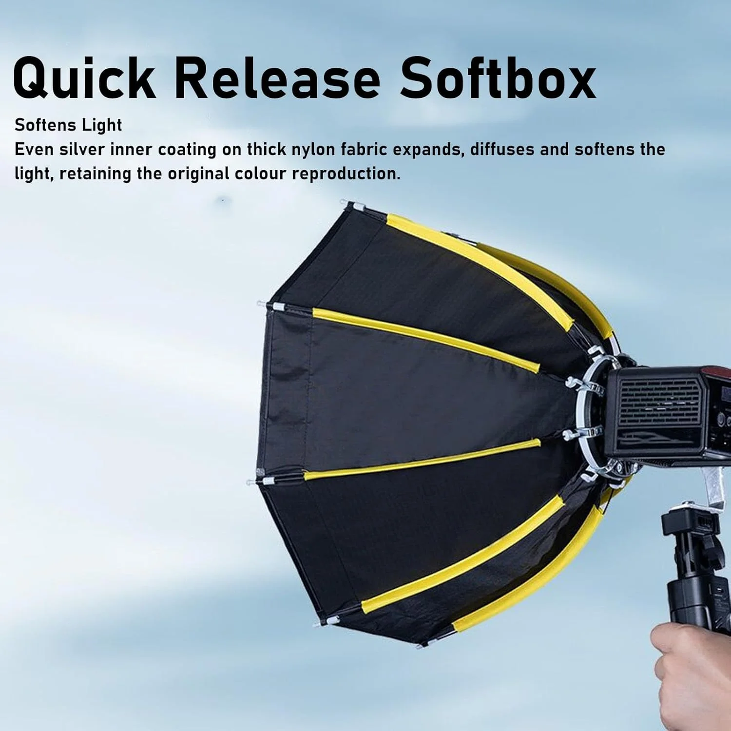 سافت باکس هشت ضلعی تاشو سریع 50 سانتی متری با 2 لایه دیفیوزر و گرید، سافت باکس دستی برای مانت، ایده آل برای پرتره، عروسی، عکاسی محصول