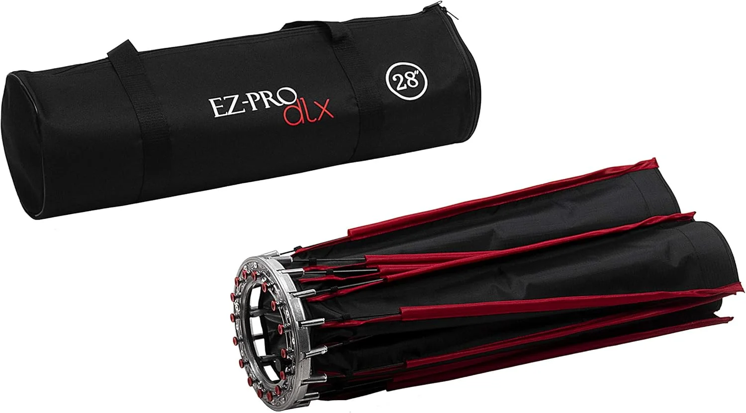 سافت باکس پارابولیک 70 سانتی متری Fotodiox EZ-Pro DLX با دهانه Bowens Gemini و Calumet Travelite - سافت باکس تاشو سریع 70 سانتی متری با فضای داخلی نقره ای بازتابنده و دیفیوزر دوبل