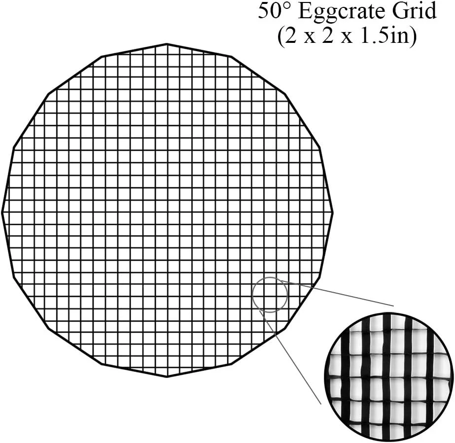شبکه لانه زنبوری 48 اینچی Fotodiox Pro برای سافت باکس های سهموی EZ-Pro DLX - مناسب برای سافت باکس های سهموی 48 اینچی (120 سانتی متری) EZ-Pro DLX - شبکه 50 درجه (دهانه های 2x2x1.5)