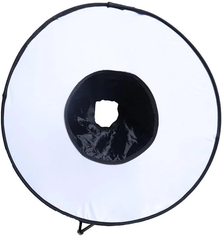 نرم کننده نور حلقه ای تاشو دوربین بازتابی 45 سانتی متری برای دوربین های DSLR | پخش کننده نور فلاش جهانی با کیف حمل | ایجاد نورپردازی یکنواخت با کیفیت استودیو | سازگار با کانن نیکون سونی