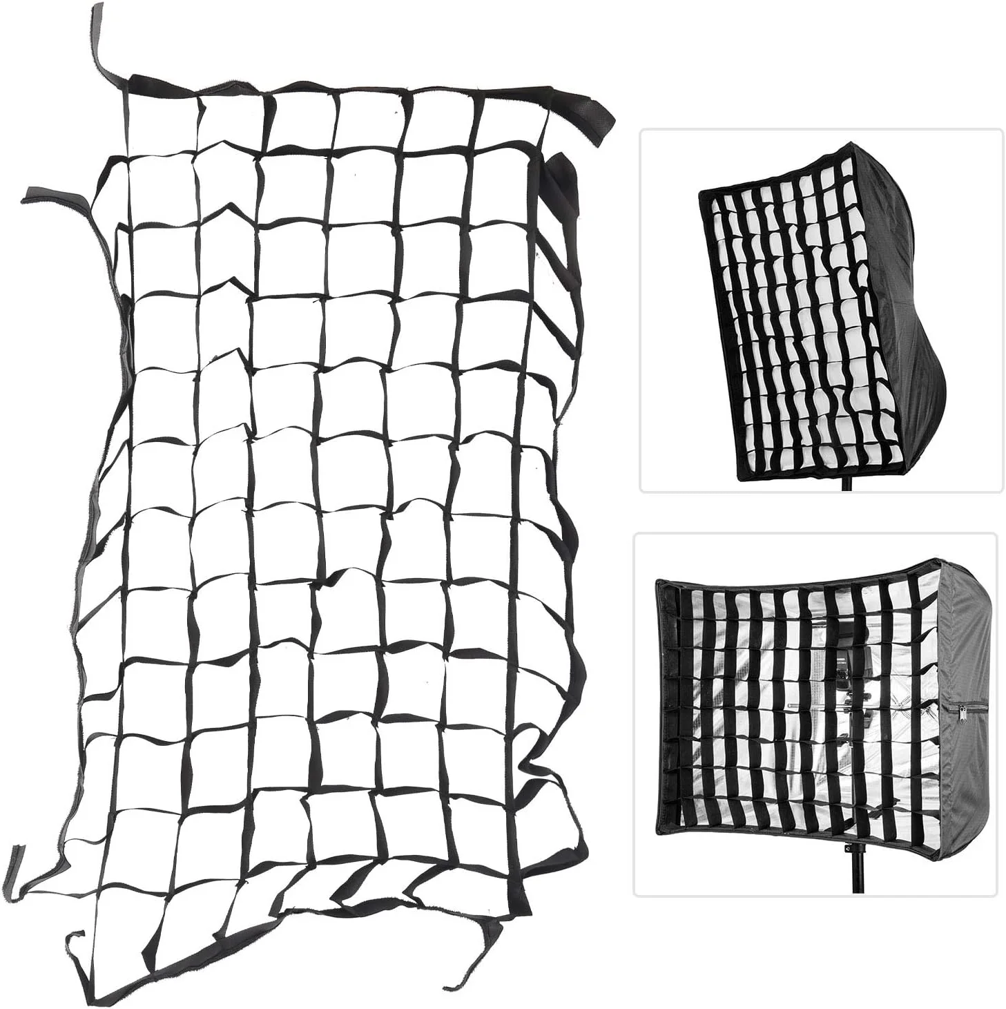 شبکه لانه زنبوری سافت باکس تاشو 50x70 سانتی متر برای لوازم جانبی استودیوی عکاسی، کنترل نور با جلوه های توری جهت دار، شبکه لانه زنبوری سافت باکس گنجانده شده است