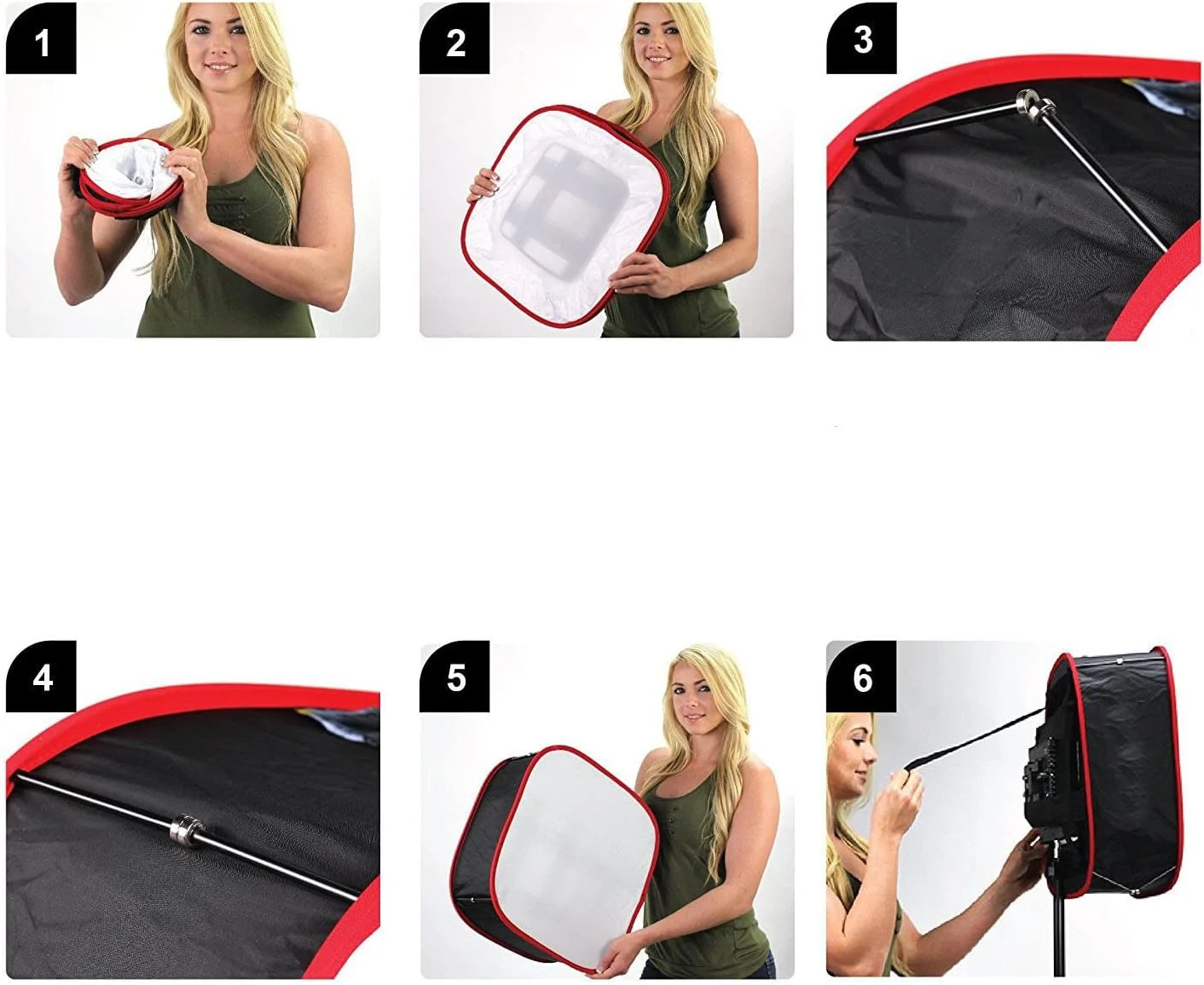 جعبه نور سافت باکس، جعبه نور تاشو برای نور ویدئویی با گیره بند، جعبه نور لانه زنبوری قابل حمل برای عکاسی