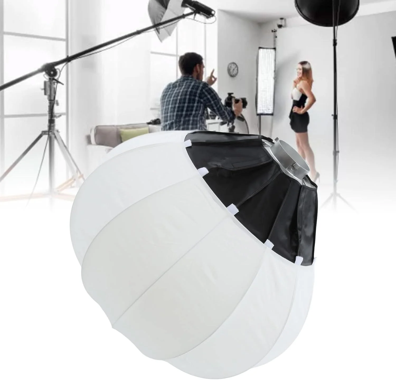 سافت باکس کروی، سافت باکس تاشو سبک چراغ قوه دست ساز با نور ملایم 360 درجه برای فیلمبرداری میکروفیلم و پخش (65 سانتی متر)