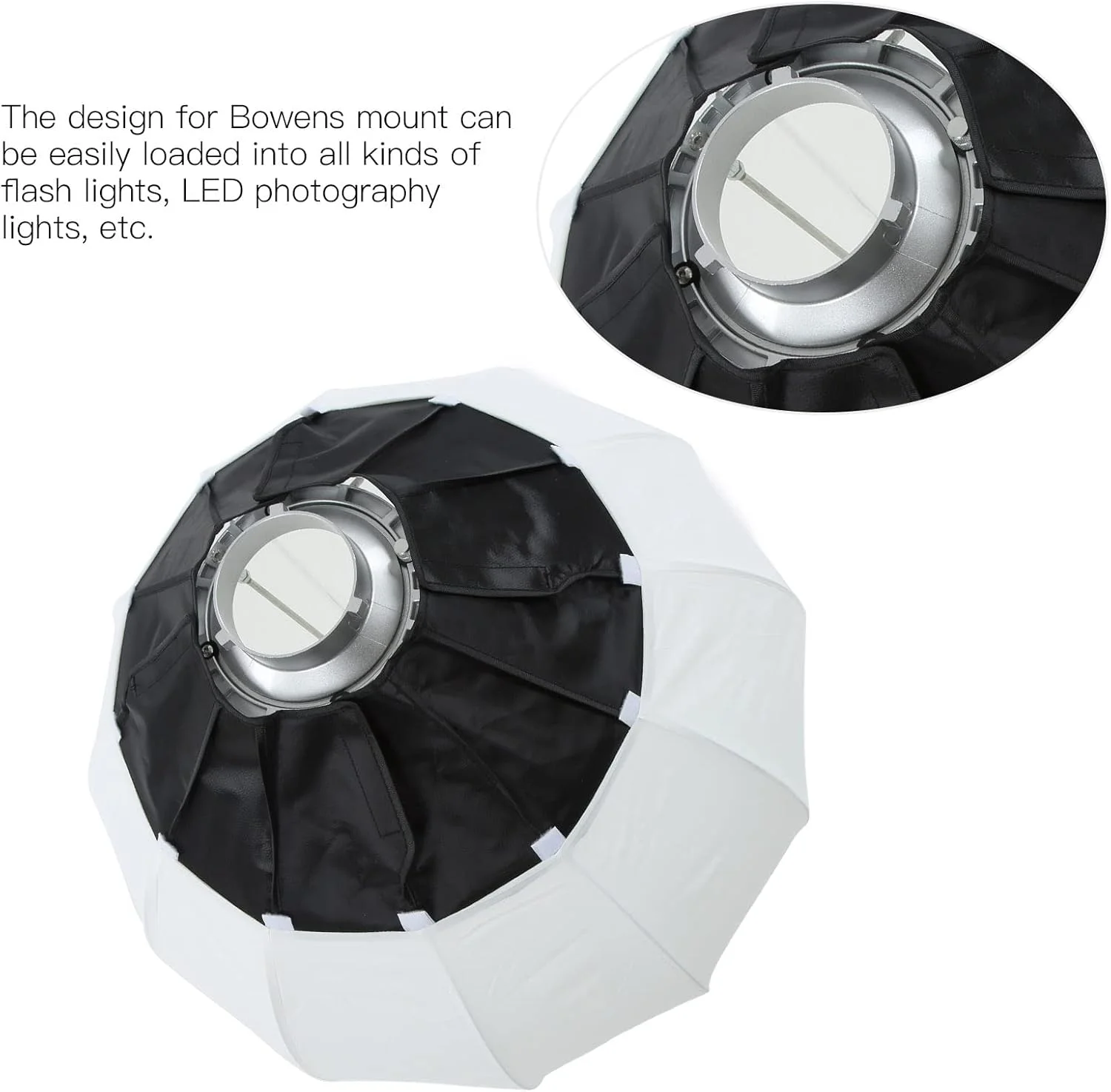 سافت باکس کروی، سافت باکس تاشو سبک چراغ قوه دست ساز با نور ملایم 360 درجه برای فیلمبرداری میکروفیلم و پخش (65 سانتی متر)