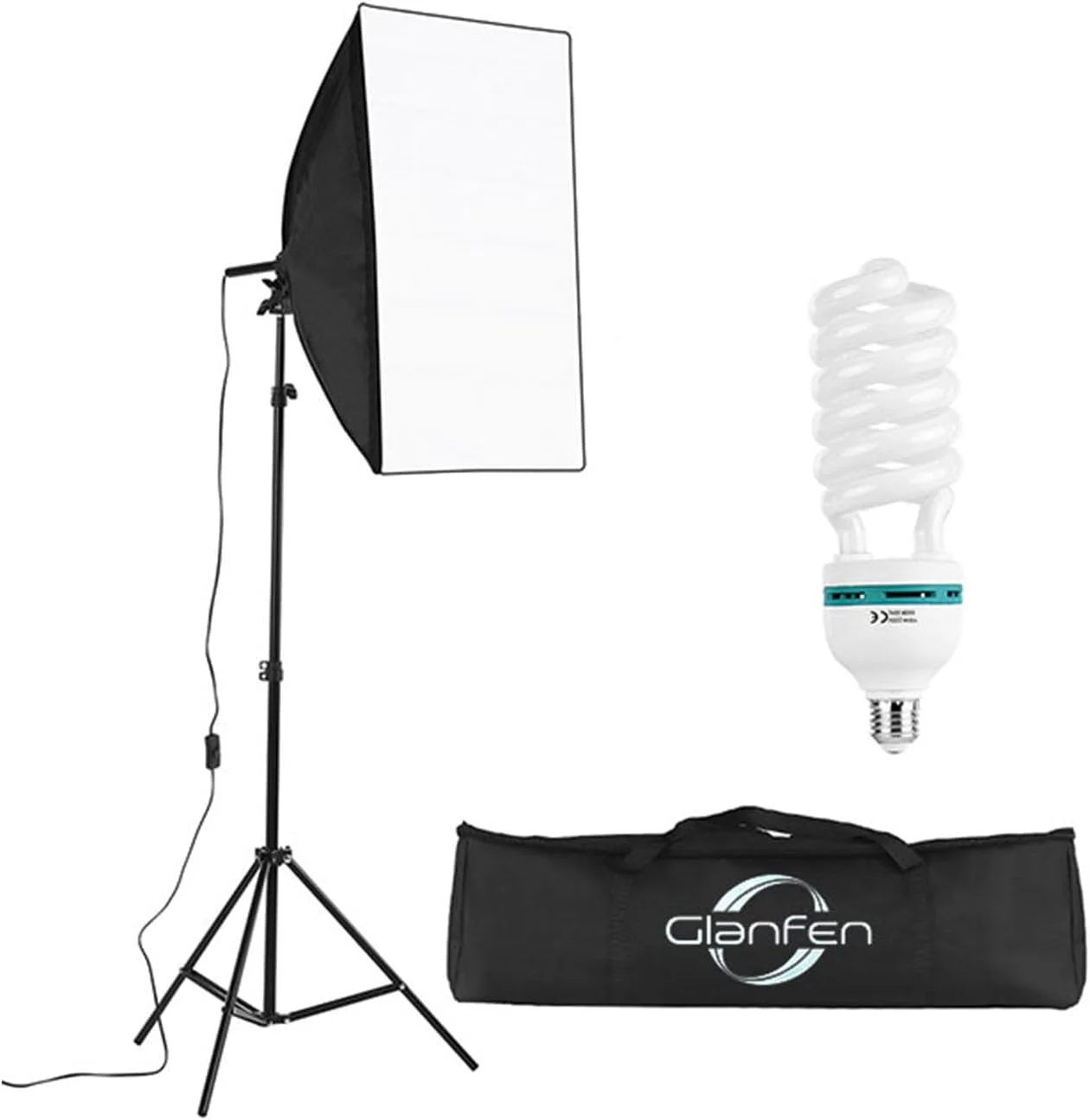 کیت نورپردازی سافت باکس عکاسی FH GlanFen با لامپ های 135 واتی، سافت باکس و کیف دستی برای عکاسی از محصولات و پرتره