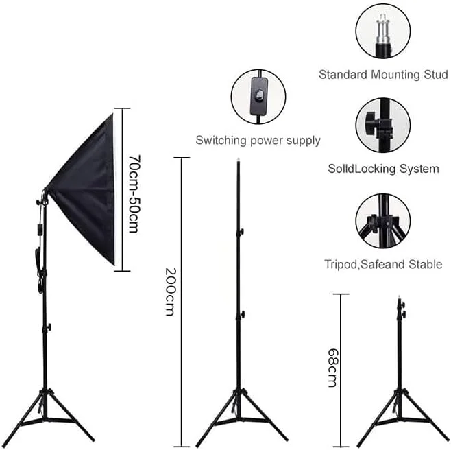 کیت نورپردازی سافت باکس عکاسی FH GlanFen با لامپ های 135 واتی، سافت باکس و کیف دستی برای عکاسی از محصولات و پرتره