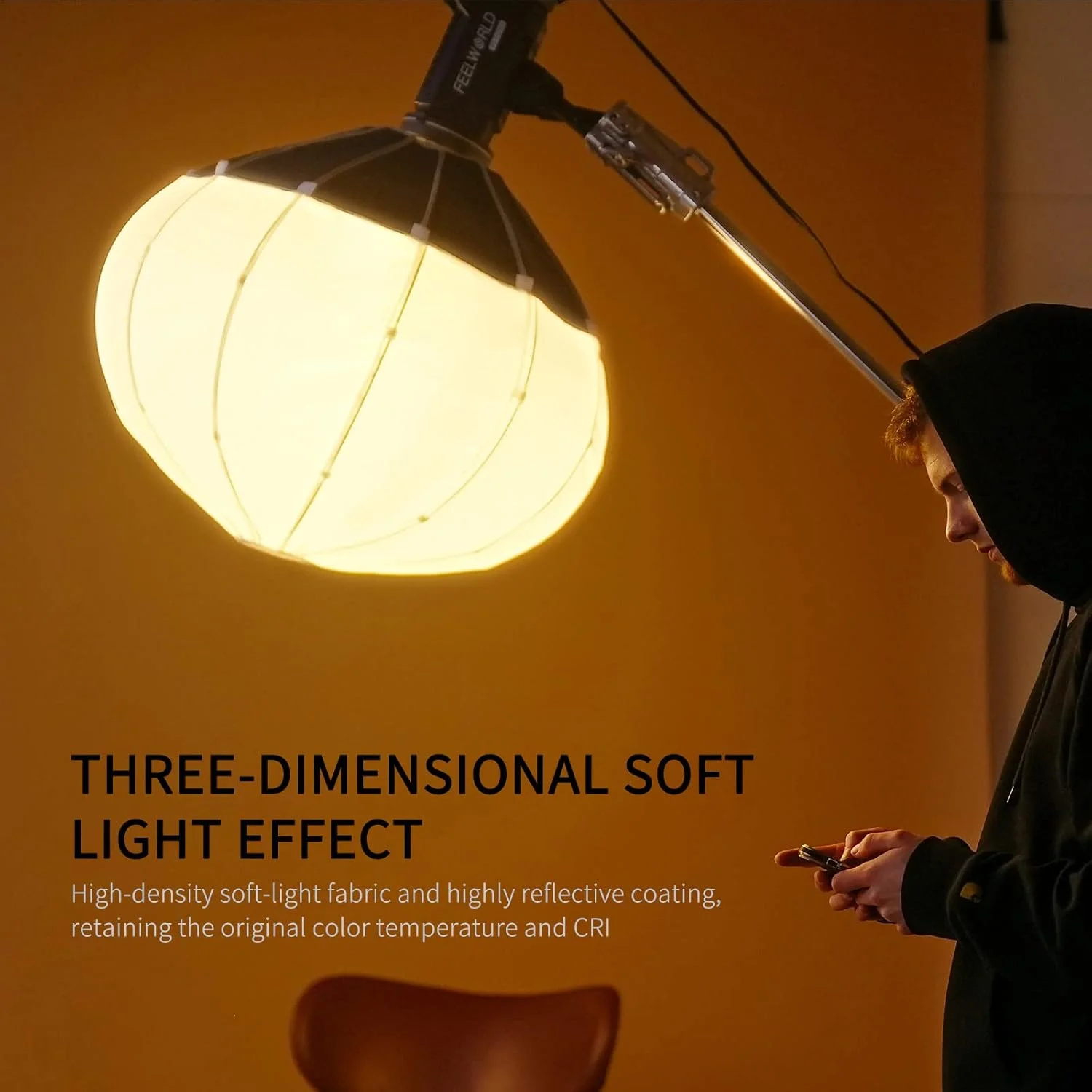 نرم باکس فانوسی قابل حمل FEELWORLD FSL65، 65 سانتی متر، 25.6 اینچ، برای نورهای استودیویی FEELWORLD FL125D FL125B FL225D FL225B و سایر نورهای دارای مانت بوئنز، مناسب برای پخش زنده، فیلمبرداری و عکاسی