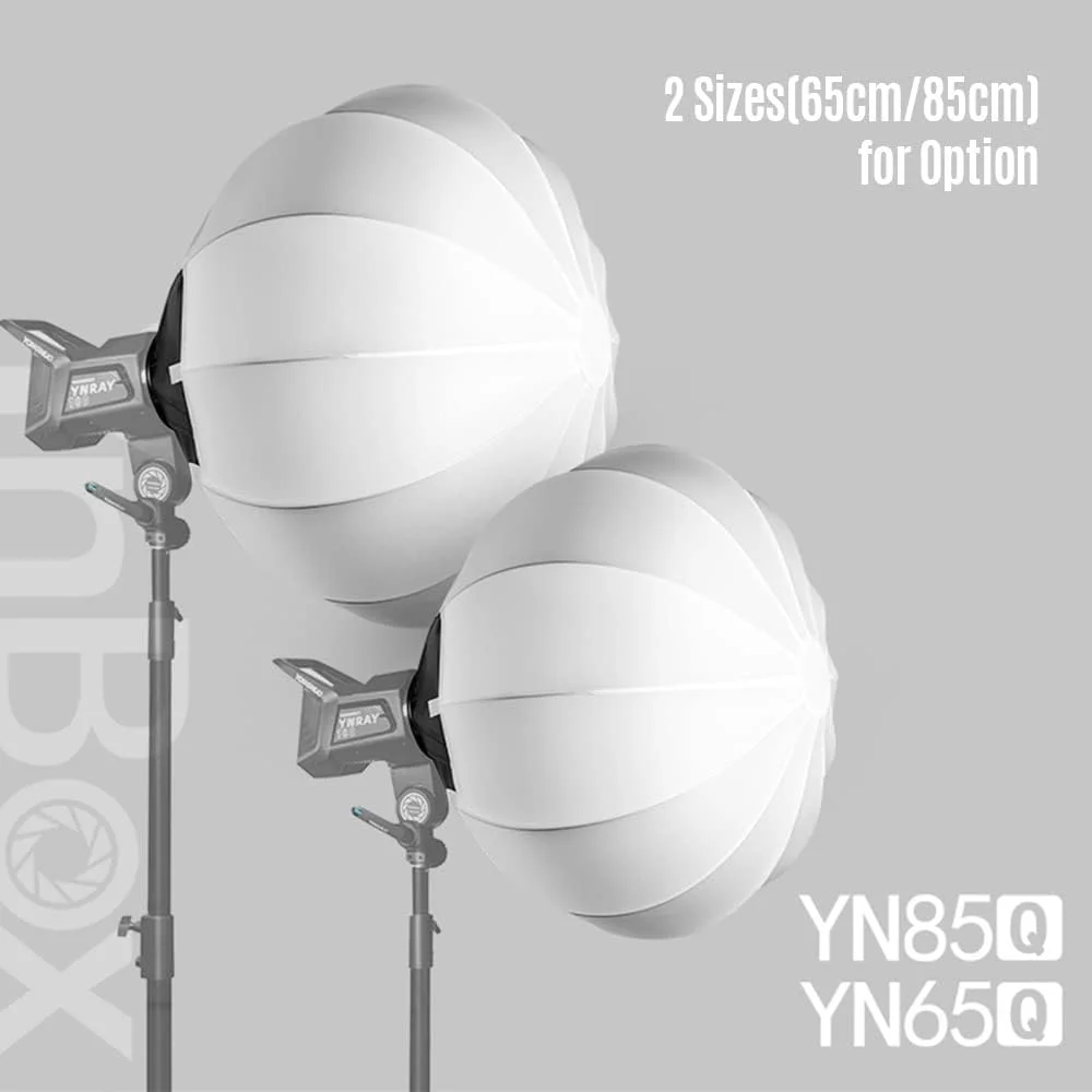 فاوونو YN85Q سافت باکس فانوسی 85 سانتی‌متری / 33.5 اینچی، سافت باکس کروی تاشو با نصب سریع Bowens Mount، لوازم جانبی نورپردازی ویدیویی استودیویی به همراه کیف حمل