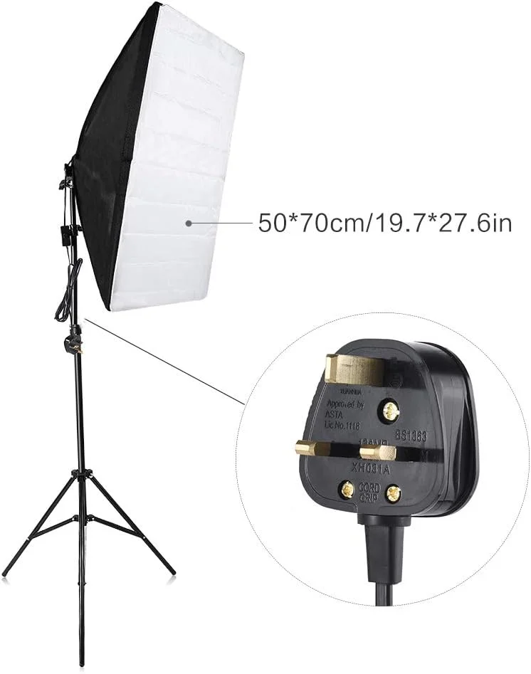 Fawoonu کیت نورپردازی استودیویی عکاسی شامل چادر نور، سافت باکس، 2 عدد لامپ 135 وات، 2 عدد پایه نور، 6 عدد گیره و کیف حمل مناسب برای عکاسی پرتره و محصول، دوشاخه UK، ولتاژ 220 ولت