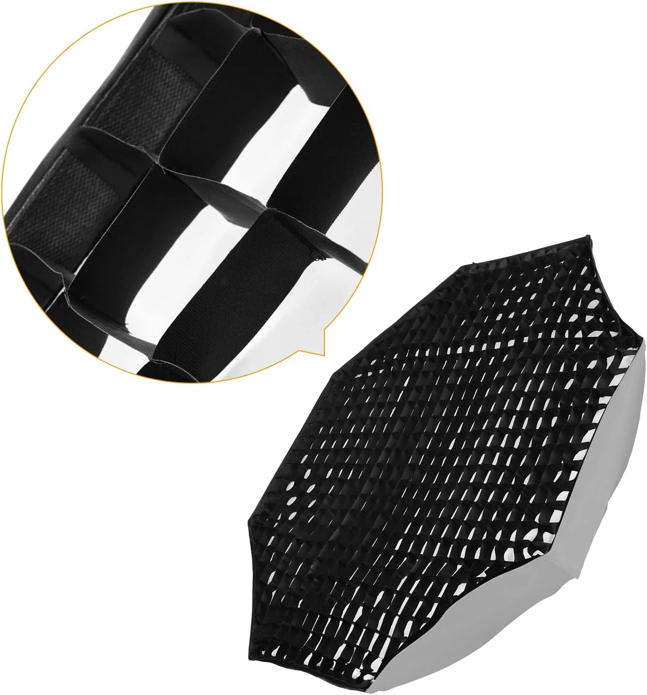 فاوونو سافت باکس هشت ضلعی 140 سانتی متری / 55 اینچی با گرید لانه زنبوری مشکی، رفلکتور سافت باکس برای عکاسی پرتره و محصولات، لوازم جانبی عکاسی