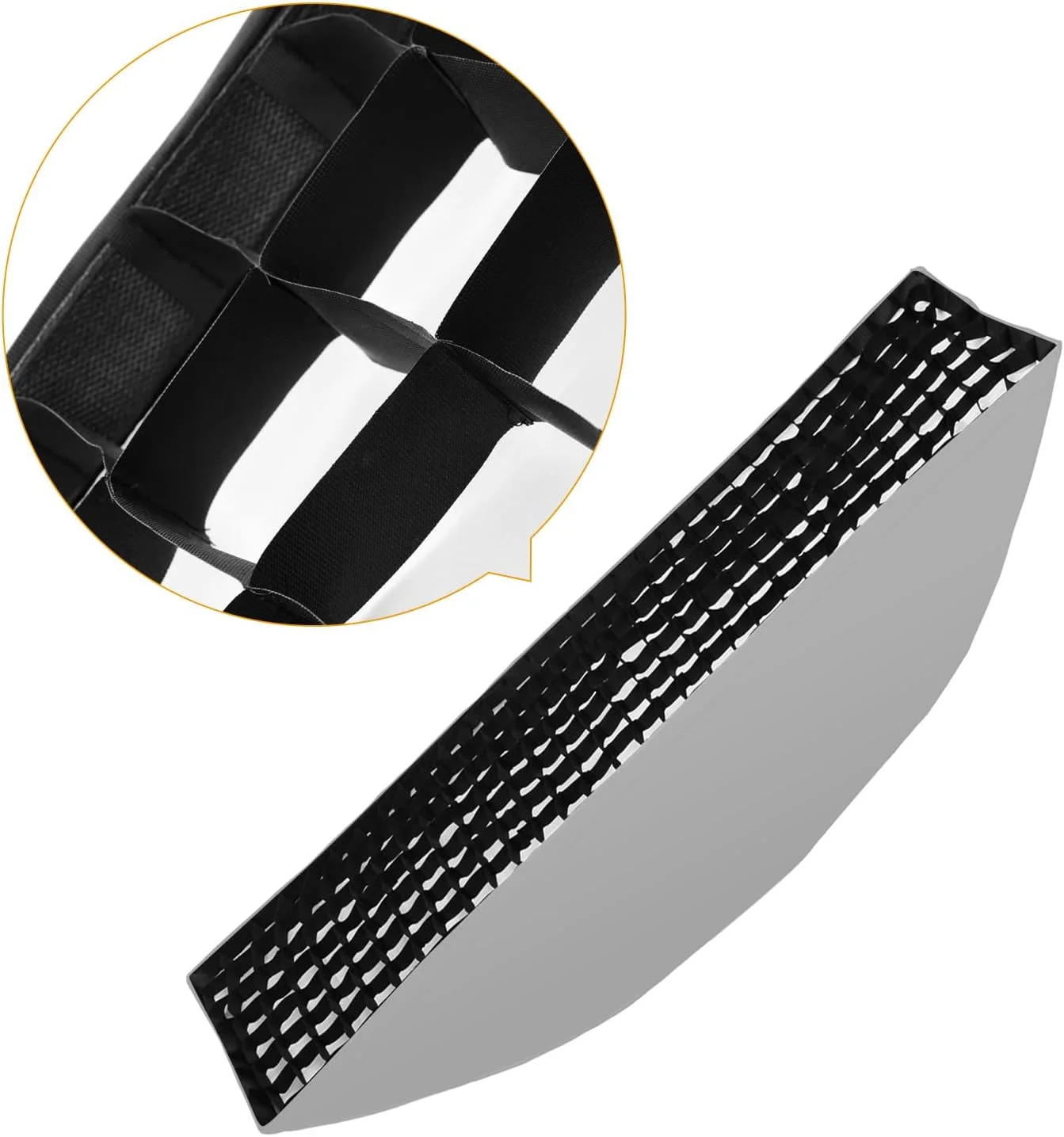 فاوونو سافت باکس نواری عکاسی 35 * 160 سانتی متر / 14 * 63 اینچ با شبکه لانه زنبوری مشکی، رفلکتور سافت باکس، لوازم جانبی عکاسی پرتره و محصولات