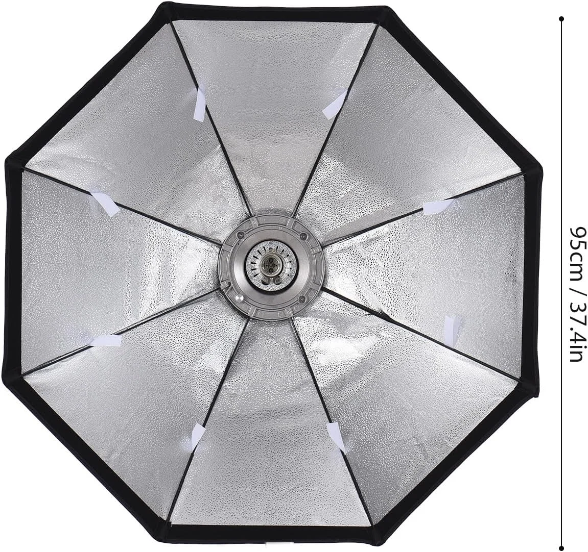 فاوونو سافت باکس هشت ضلعی 95 سانتی متری با مانت بوون و 8 میله نگهدارنده برای استودیو عکاسی، عکاسی پرتره و پخش زنده