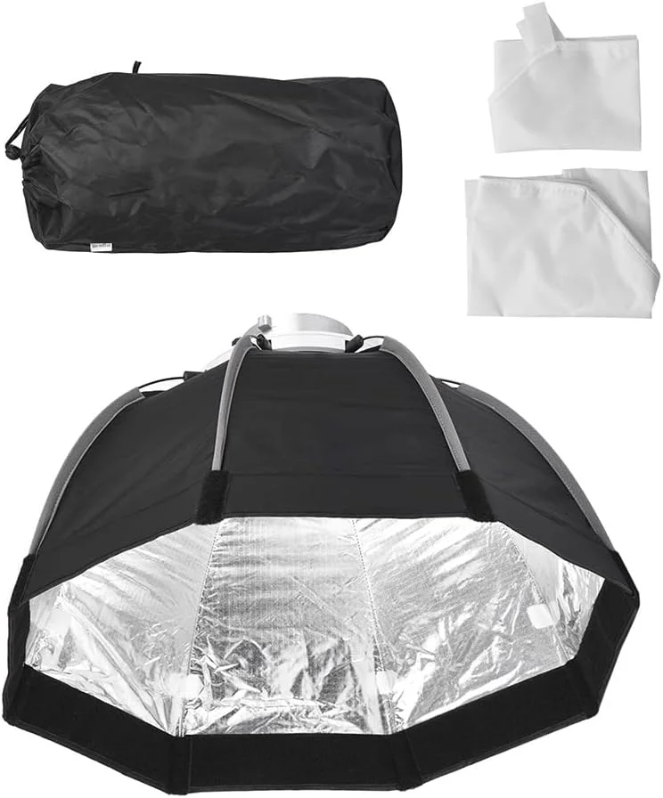 فاوونو سافت باکس هشت ضلعی تاشو 55 سانتی متری 8 میله ای با پارچه نرم و کیف حمل، مانت بوئنز برای فلاش استروب استودیویی