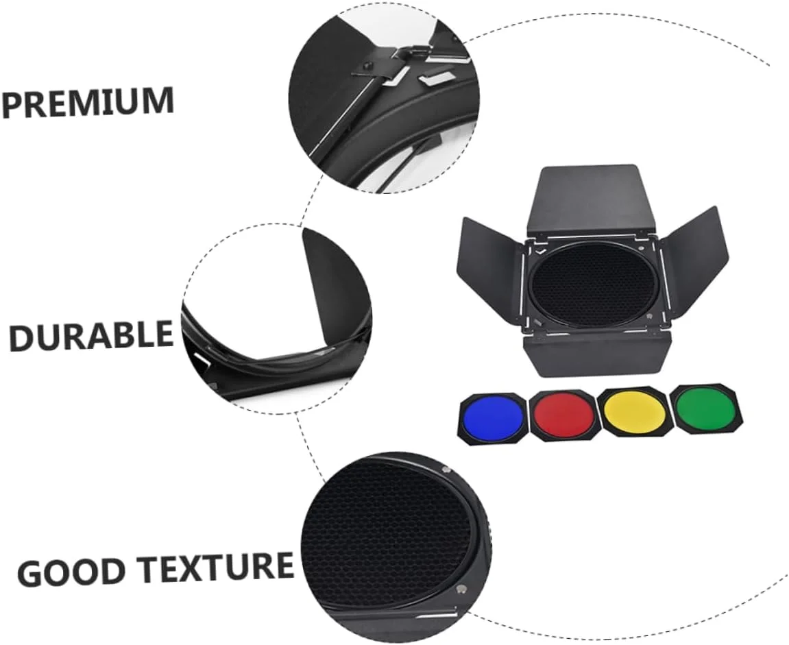 یک ست نور استودیویی چهار پره، لوازم جانبی لامپ عکاسی، روکش نور، کیت نورپردازی دوربین، قطعات لامپ عکاسی، لوازم جانبی نور فلاش