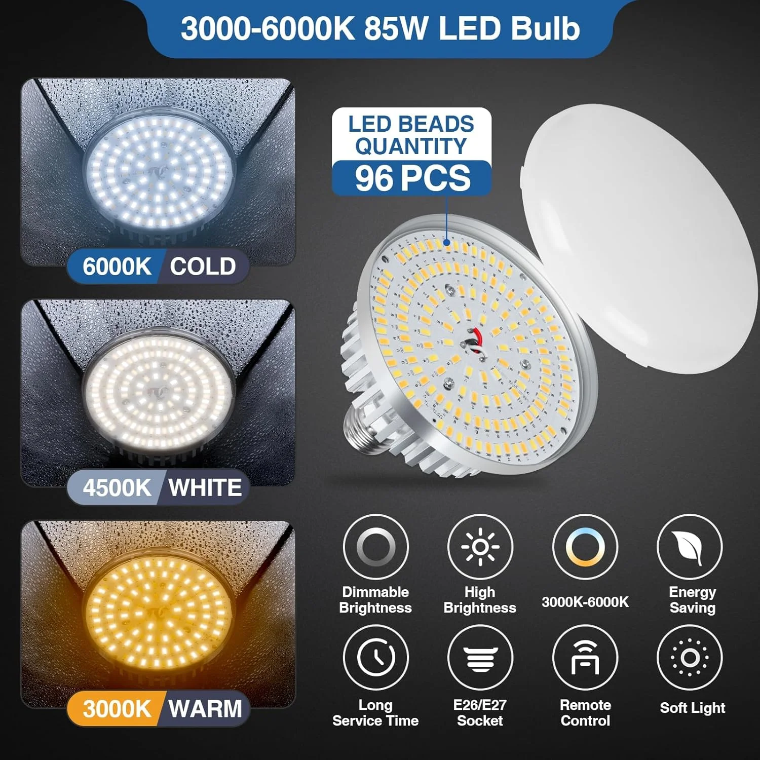 کیت نورپردازی سافت باکس EMART، سافت باکس 16"X16" | لامپ های LED 85 واتی 3000K-6000K با ریموت | سه پایه 65 اینچی، کیت نورپردازی حرفه ای سافت باکس برای نورهای استودیویی، پرتره، ضبط ویدیو (1 بسته)