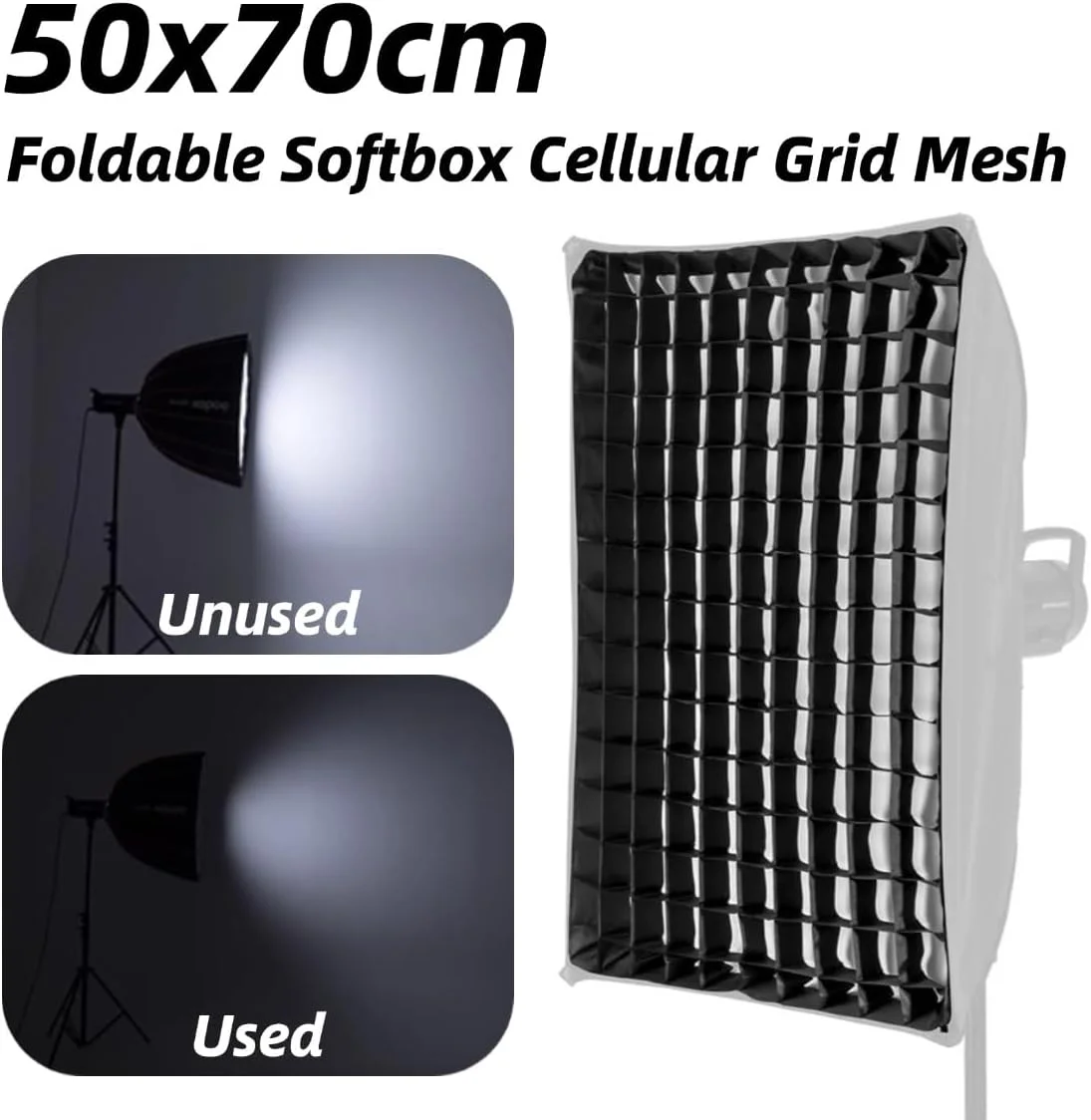 شبکه لانه زنبوری سافت باکس عکاسی 50x70 سانتی متر، شبکه سافت باکس نایلونی، توری تاشو، برای لوازم جانبی عکاسی استودیویی، برای سافت باکس 4 گوشه