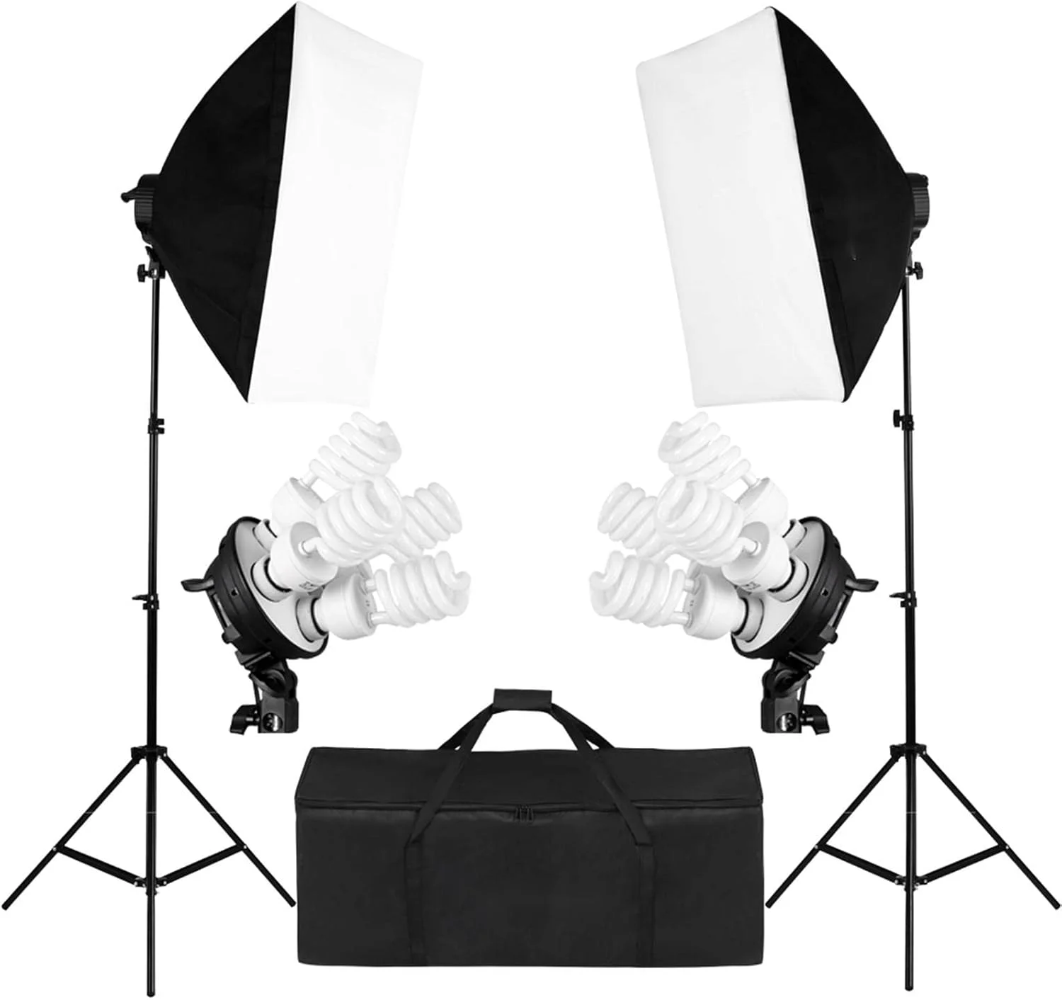 کیت نورپردازی استودیویی Eacam با 2 عدد سافت باکس / 2 عدد سرپیچ 4 در 1 / 8 عدد لامپ 45 وات / 2 عدد پایه نور / 1 عدد کیف حمل دوشاخه UK 220V