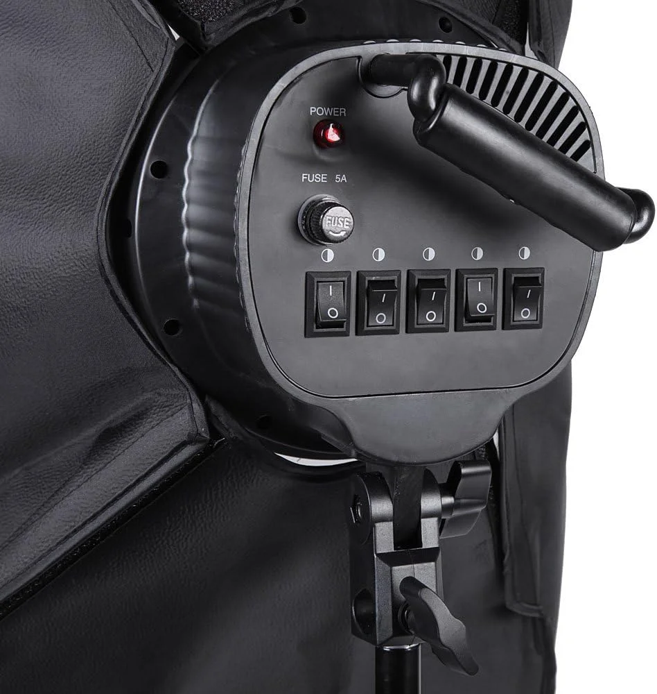 کیت نورپردازی استودیویی عکاسی Eacam برای عکسبرداری از محصولات و پرتره (2 عدد سافت باکس + 2 عدد سرپیچ 5 در 1 + 10 عدد لامپ 45 وات + 2 عدد پایه سه پایه + 1 عدد کیف حمل) دوشاخه UK