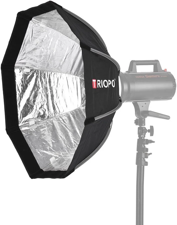 سافت باکس هشت ضلعی تاشو 65 سانتی متری douself با 8 میله به همراه کیف حمل پارچه ای نرم و مانت بوونز برای فلاش استودیویی