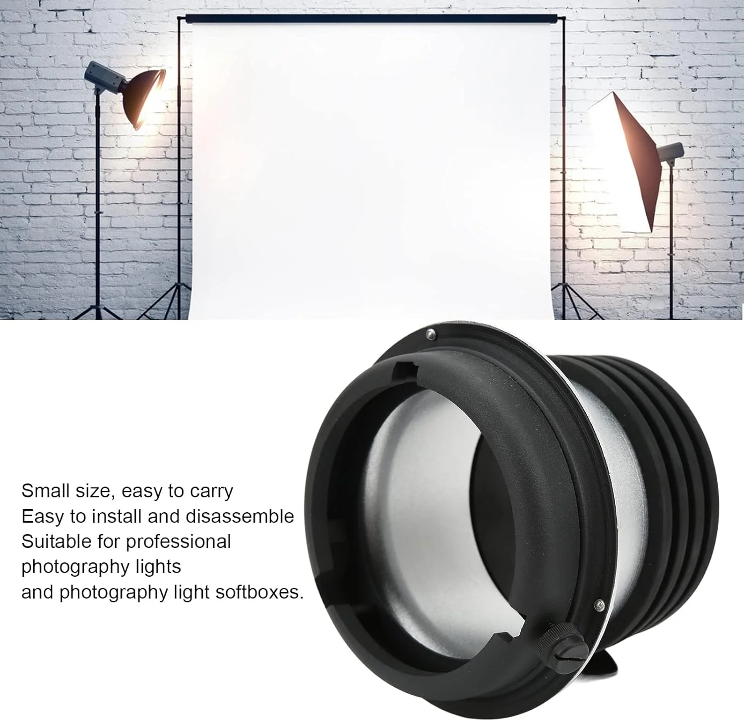 آداپتور اسپید رینگ، مبدل تک نور آلیاژ آلومینیوم برای مانت بوئنز، اندازه قابل حمل برای چراغ های عکاسی حرفه ای