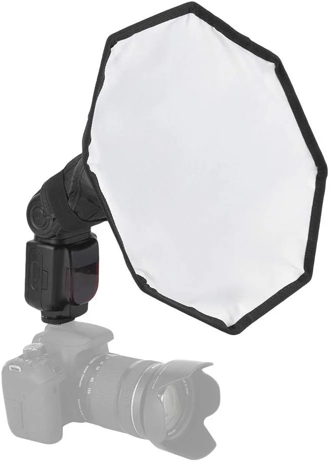 نرم‌باکس پخش‌کننده نور فلاش، 30 سانتی‌متری، مینی قابل حمل، تاشو هشت ضلعی برای فلاش اسپیدلایت