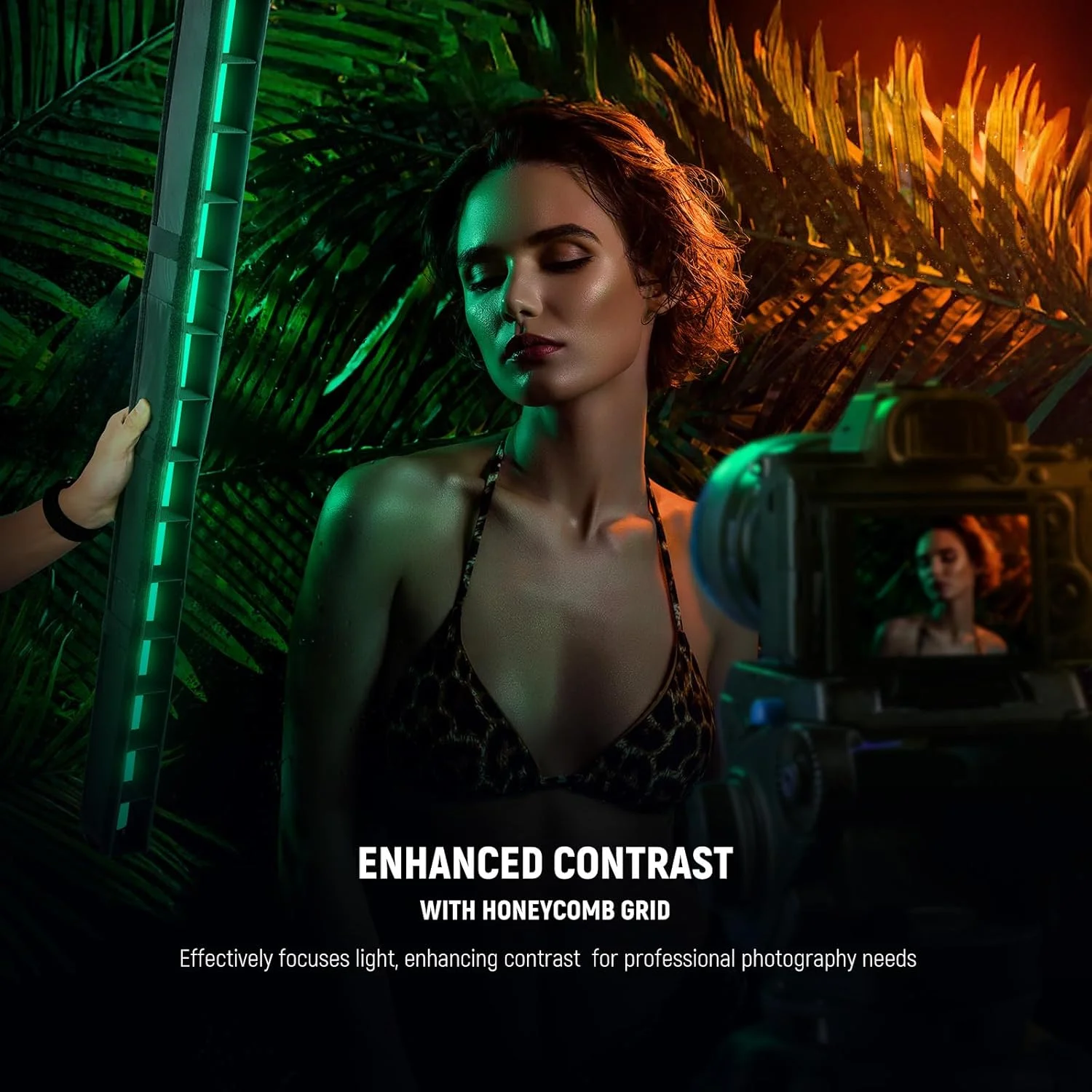 کیت دیفیوزر نور LED نیور برای میله نور LED مدل TL90C RGB، دیفیوزر نوار تیوب نور LED با گرید لانه زنبوری، کیف حمل، بست های لمسی برای عکس، فیلم، پخش زنده، پرتره، عکس های محصول، مدل NS11S