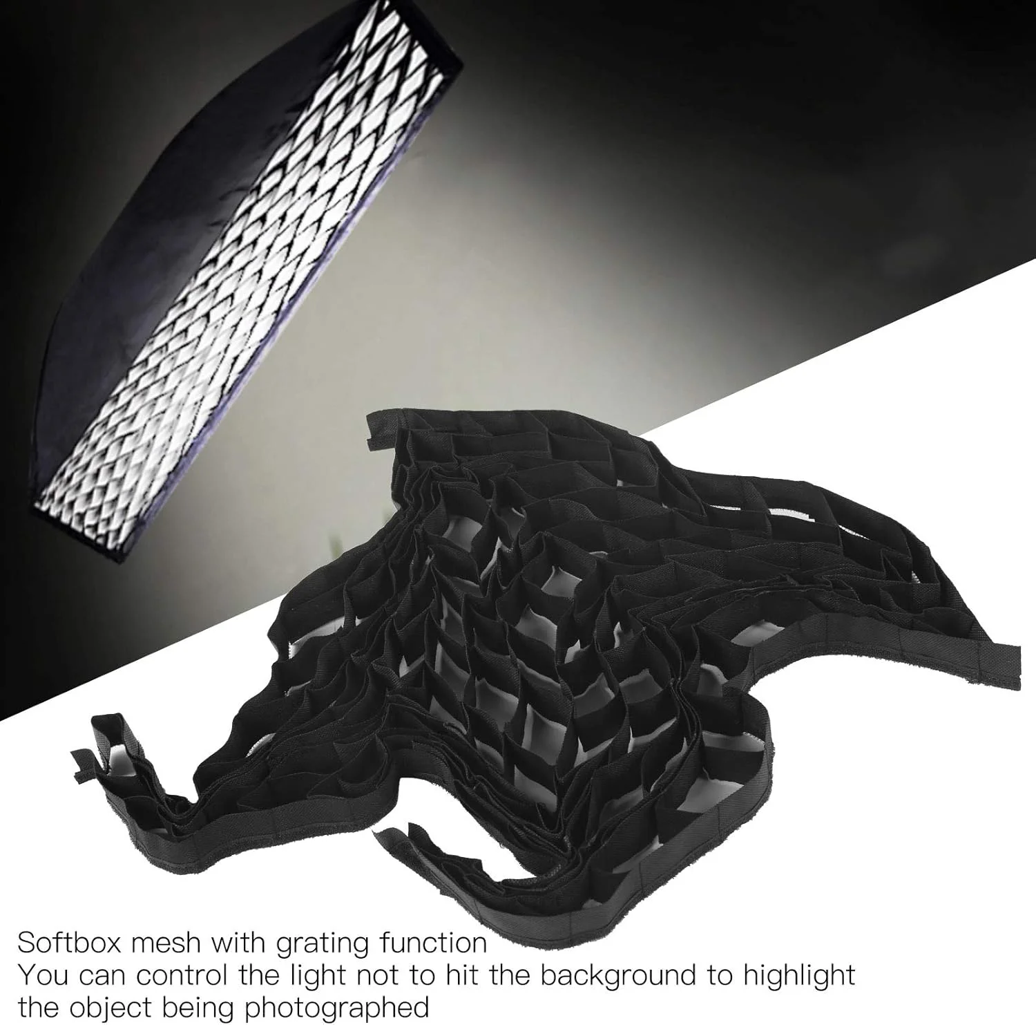 شبکه لانه زنبوری سافت باکس قابل حمل Denash، کنترل جهت نور، 60x60 سانتی متر، برای لوازم جانبی استودیوی عکاسی