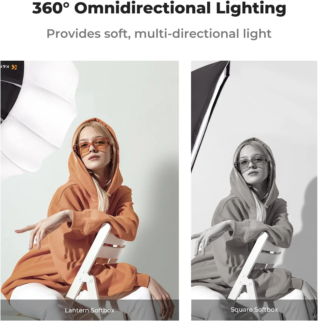 K&F Concept سافت باکس فانوسی 85 سانتی‌متری با مانت بوئنز، سافت باکس 360 درجه همه‌جانبه با باز شدن آسان، نور یکنواخت و پخش‌شده برای جلوه‌های سینمایی