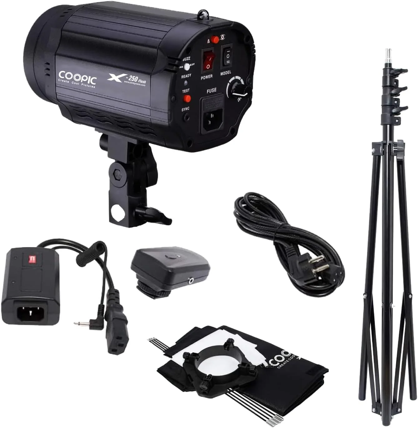 فلاش استودیویی مدل x-250 به همراه سافت باکس