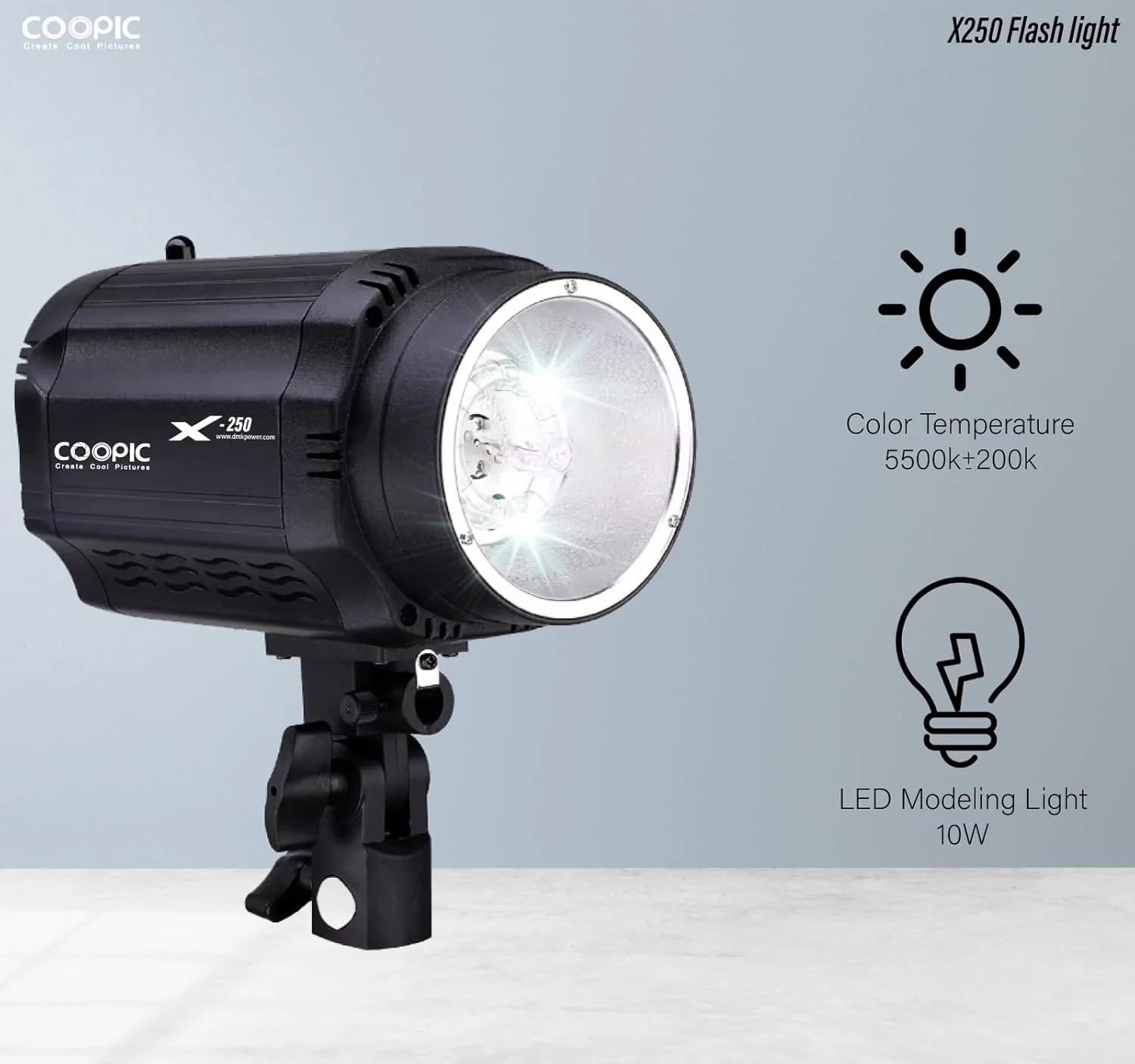 فلاش استودیویی مدل x-250 به همراه سافت باکس