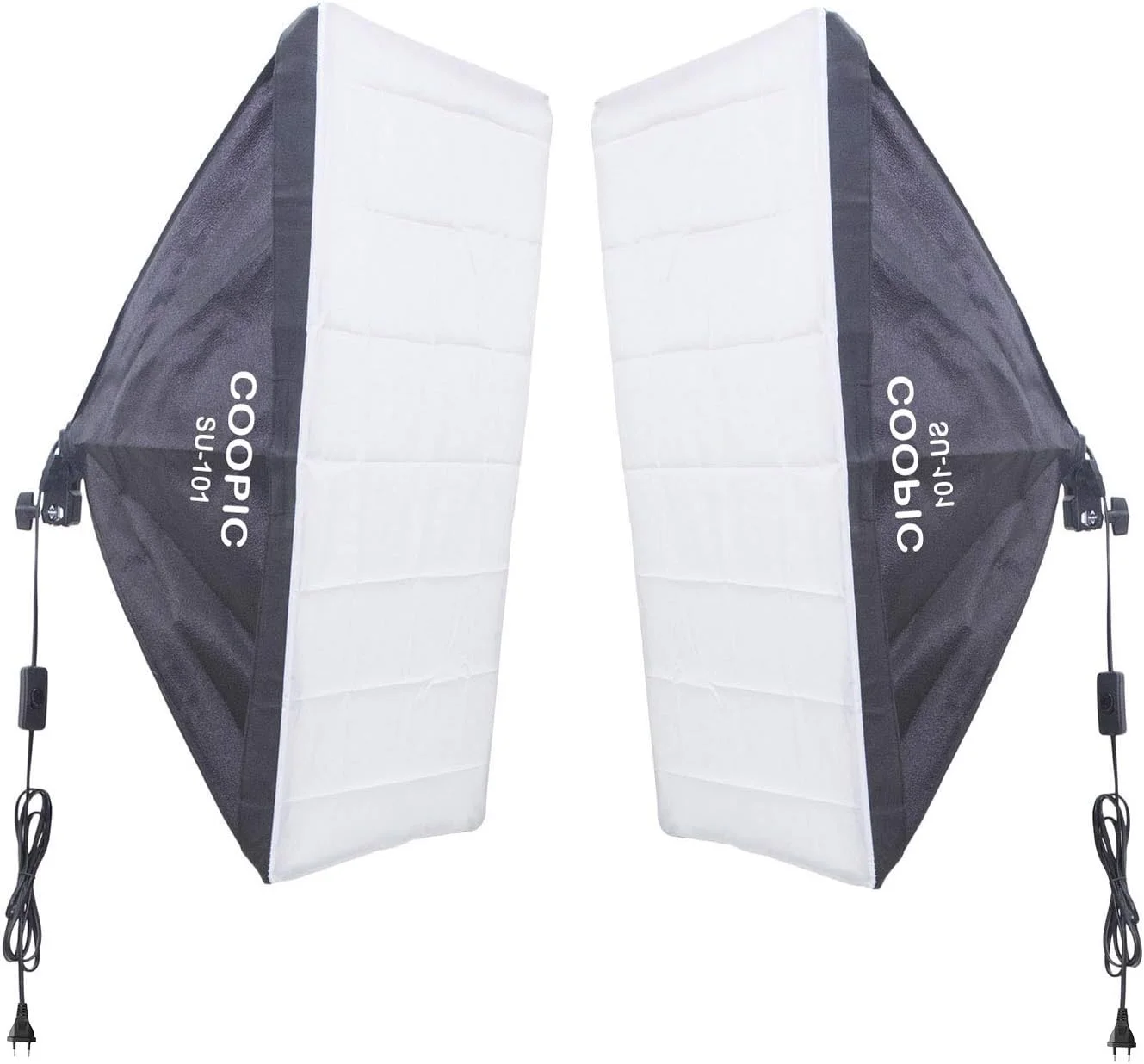 کیت نورپردازی سافت باکس مستطیلی مداوم SU-101: (2) سافت باکس 50x70 سانتی متر، (2) پایه نور، (2) لامپ 135 وات برای مجموعه تجهیزات استودیوی عکس