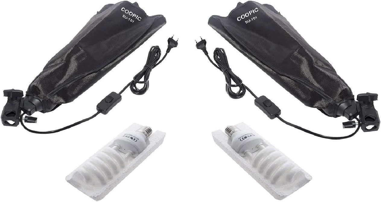 کیت نورپردازی سافت باکس مستطیلی مداوم عکاسی SU-101: (2) سافت باکس 50x70 سانتی متر (2) لامپ 45 واتی برای مجموعه تجهیزات استودیوی عکس