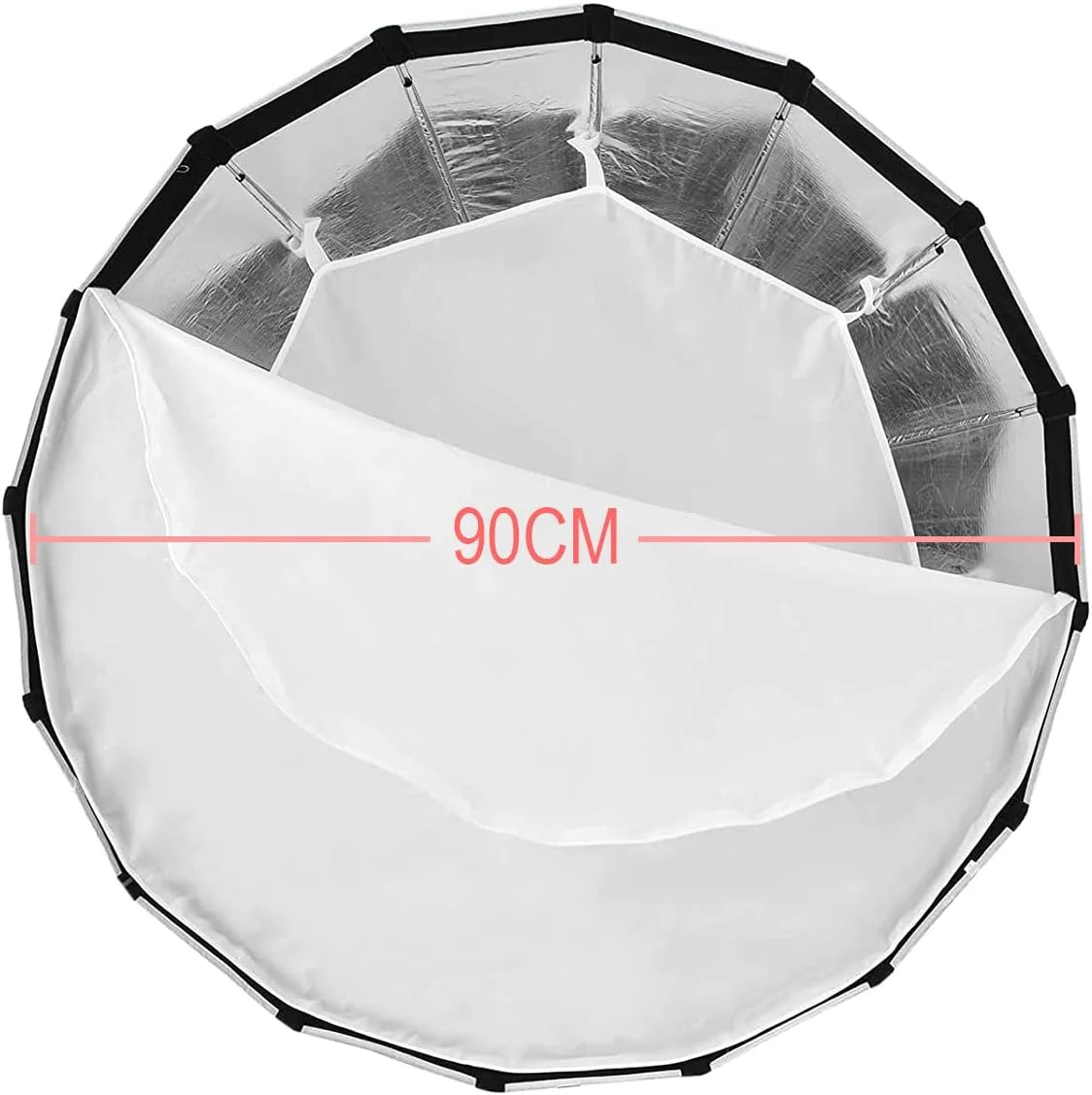 سافت باکس بزرگ قابل حمل حرفه ای عکاسی پارابولیک عمیق 90 سانتی متری مدل CS-90 به همراه کیف حمل برای پخش زنده، استودیو عکاسی، پرتره، ویدئو و غیره