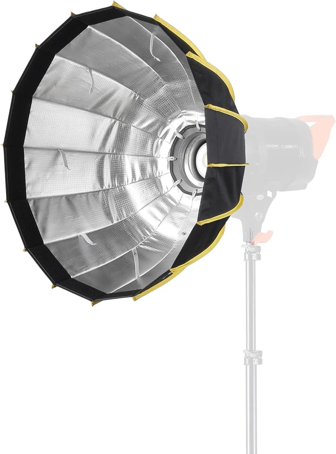 COOPIC CS-60 سافت باکس شش ضلعی 60 سانتی متری با نصب آسان به همراه پارچه نرم و لانه زنبوری، طراحی چتری، رفلکتور نقره ای سافت باکس برای نور فلاش استودیویی Speedlite