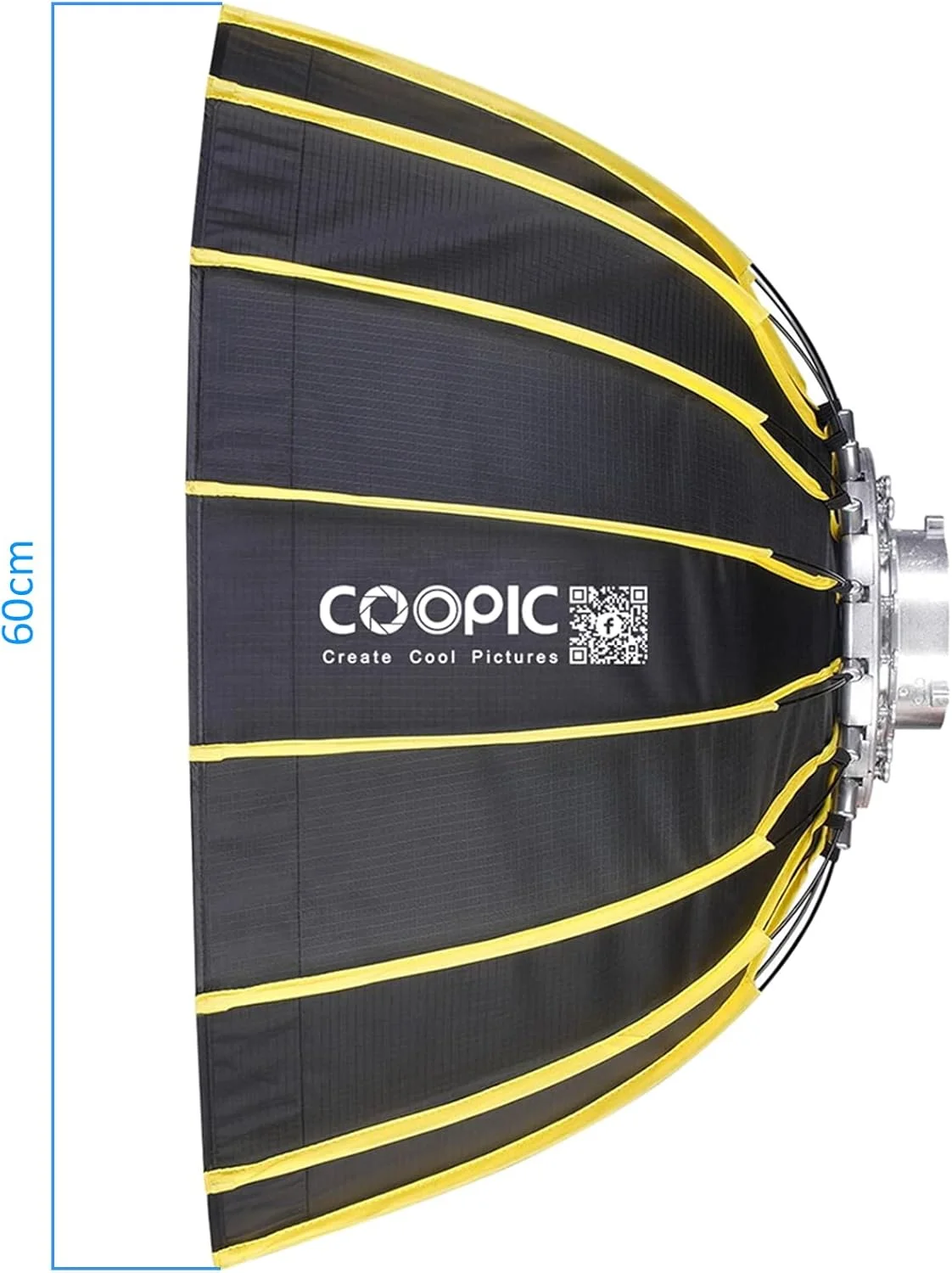 COOPIC CS-60 سافت باکس شش ضلعی 60 سانتی متری با نصب آسان به همراه پارچه نرم و لانه زنبوری، طراحی چتری، رفلکتور نقره ای سافت باکس برای نور فلاش استودیویی Speedlite