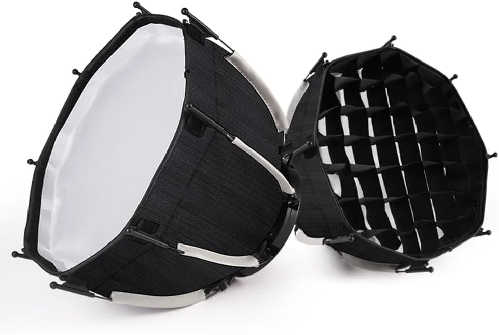 جعبه نور هشت ضلعی 30 سانتی متری با مانت بوونز کوچک و شبکه لانه زنبوری برای نور پر کننده COB استودیو ZU60 یا M60