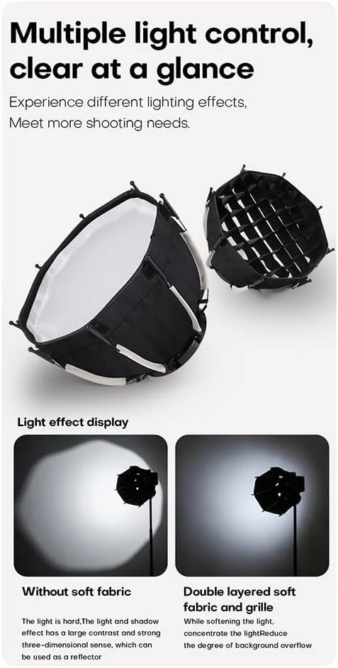 جعبه نور هشت ضلعی 30 سانتی متری با مانت بوونز کوچک و شبکه لانه زنبوری برای نور پر کننده COB استودیو ZU60 یا M60