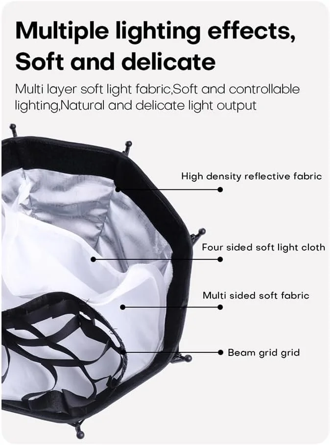 جعبه نور هشت ضلعی 30 سانتی متری با مانت بوونز کوچک و شبکه لانه زنبوری برای نور پر کننده COB استودیو ZU60 یا M60