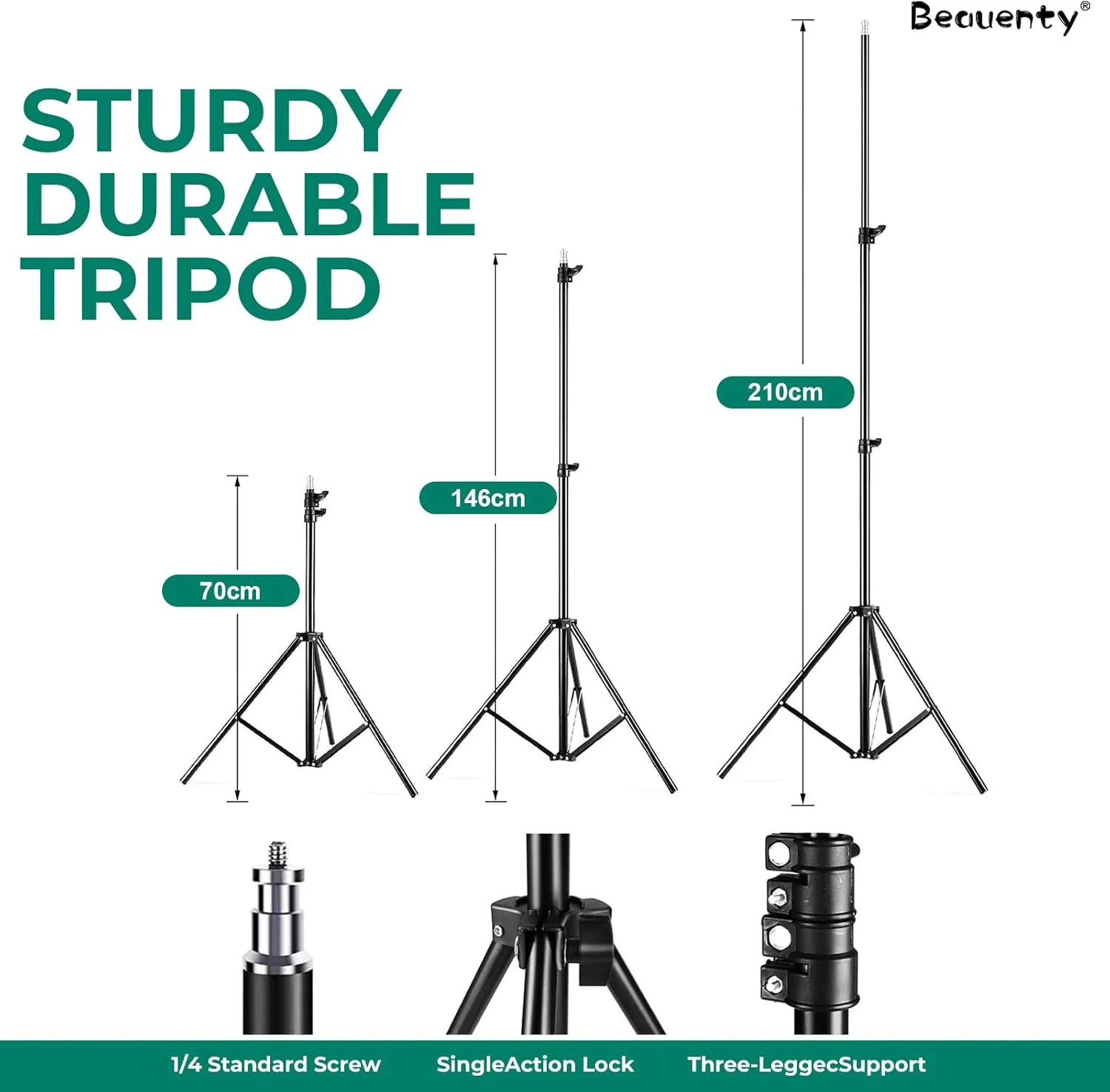 کیت نورپردازی سافت باکس Beauenty، 2 عدد لامپ LED 400 واتی 50x70 سانتی‌متری، کیت نور ویدئویی 2 عددی با 2 سوکت E27، 2 پایه قابل تنظیم، 2 ریموت و کیف، تجهیزات نور استودیویی عکس برای یوتیوب
